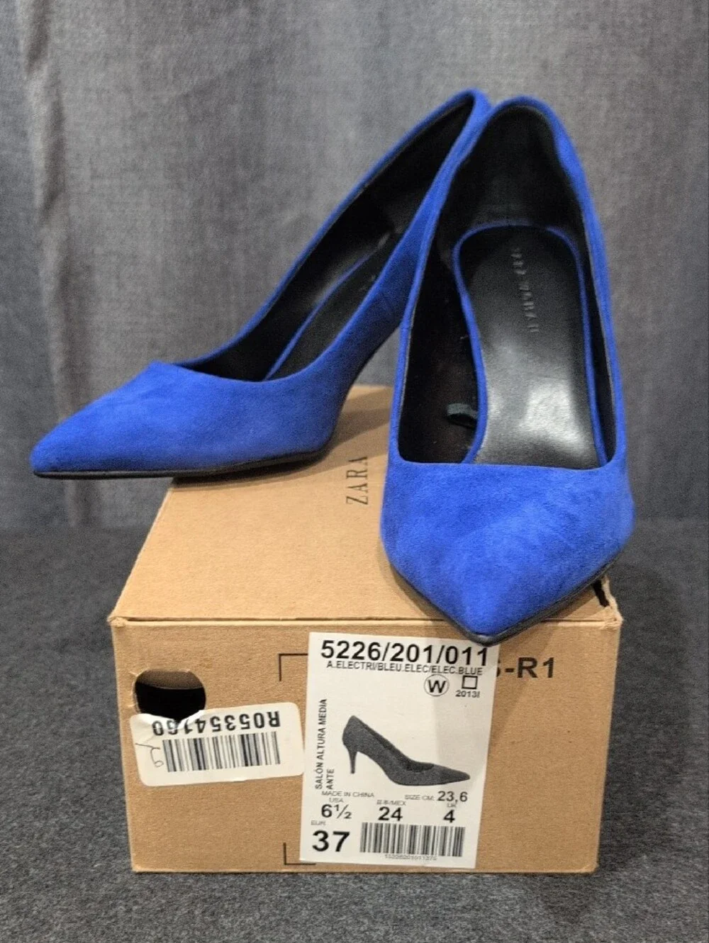 Zara Royal Blue Suede Pointed Stiletto Pumps